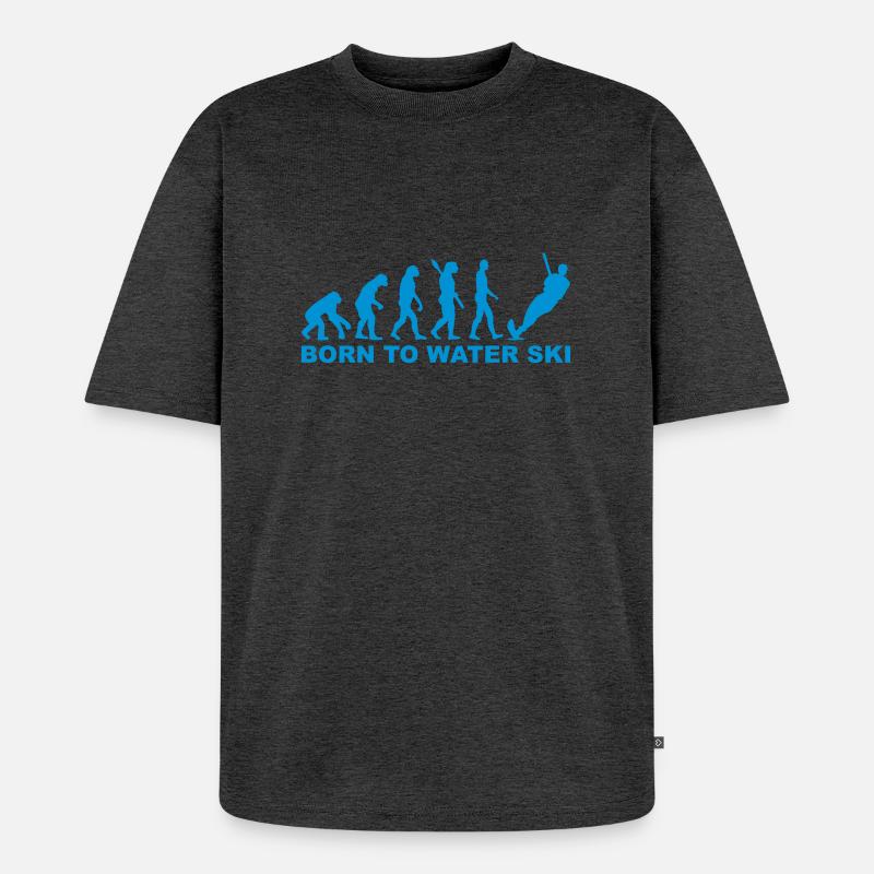 Evolution Water ski - Unisex Premium Oversized Organic T-Shirt - heather anthracite