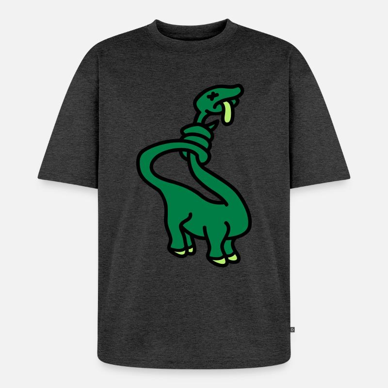 stranglesaurus_dino_3c - Unisex Premium Oversized Bio T-Shirt - Anthrazit meliert