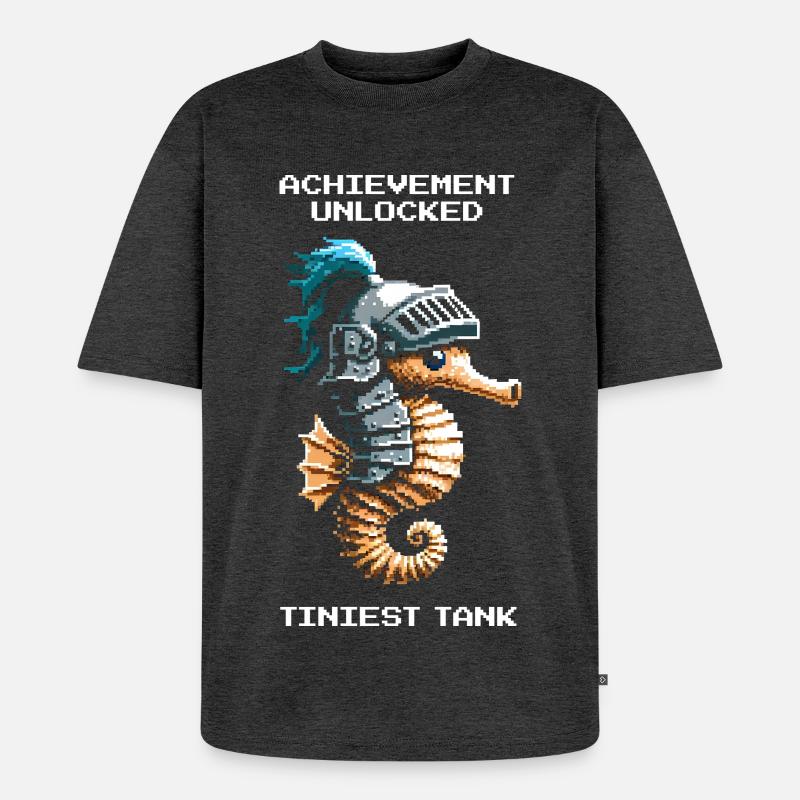 Succès : plus petit char | Hippocampe - T-shirt Premium bio oversize Unisexe - anthracite chiné