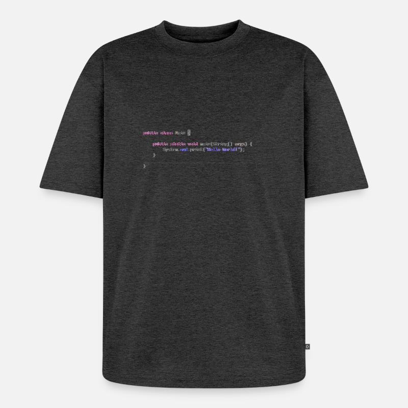 Java Hello World! Geschenkidee - Unisex Premium Oversized Bio T-Shirt - Anthrazit meliert