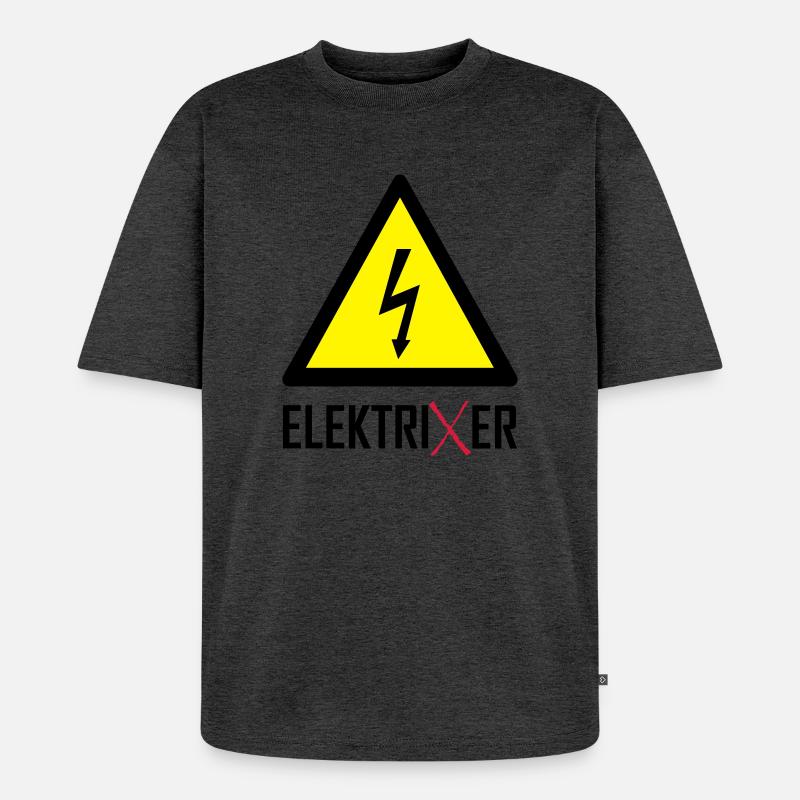ElektriXer Elektriker Blitz Pfeil - Unisex Premium Oversized Bio T-Shirt - Anthrazit meliert
