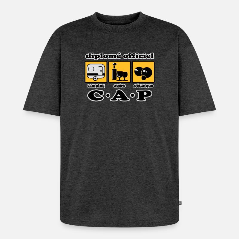 Camping Aperitif Schalen flex - Unisex Premium Oversized Bio T-Shirt - Anthrazit meliert