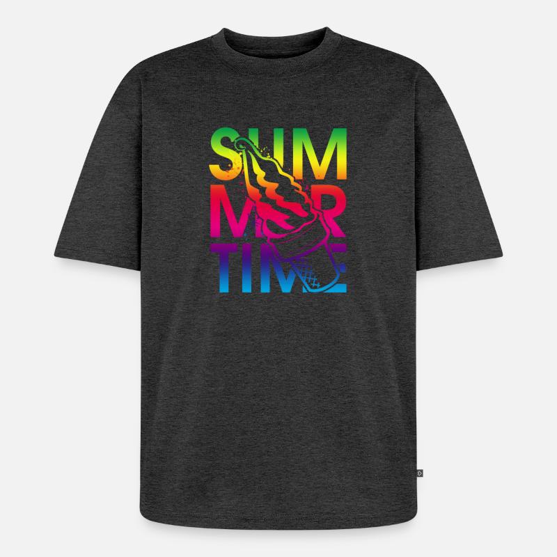 Sommerzeit Eis - Unisex Premium Oversized Bio T-Shirt - Anthrazit meliert