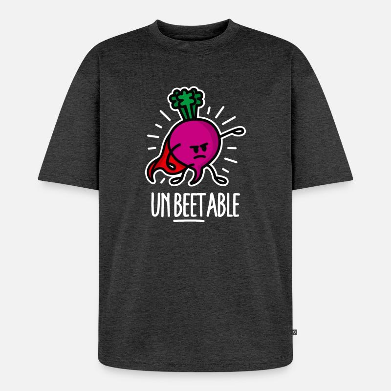 Beetroot betterave / imbattable sur dark - T-shirt Premium bio oversize Unisexe - anthracite chiné