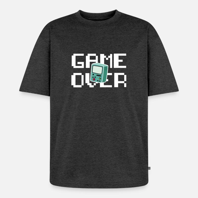 Game Over Retrogaming - Unisex Premium Oversized Bio T-Shirt - Anthrazit meliert