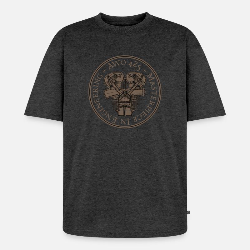AWO 425 - masterpiece in engineering - brown - Unisex Premium Oversized Bio T-Shirt - Anthrazit meliert