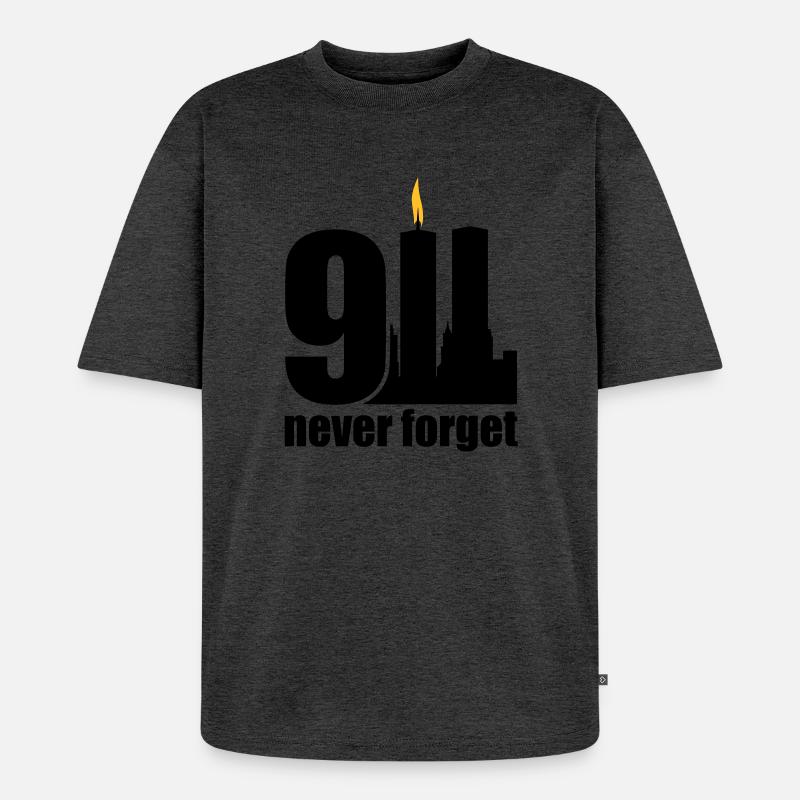 never forget 9/11 - Unisex Premium Oversized Bio T-Shirt - Anthrazit meliert