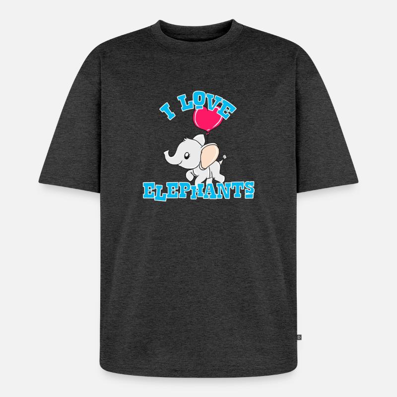 Elefant - Unisex Premium Oversized Bio T-Shirt - Anthrazit meliert