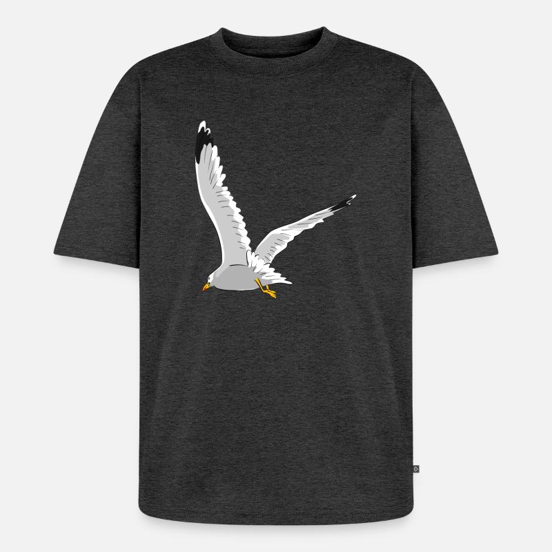 Möwe im Flug - Unisex Premium Oversized Bio T-Shirt - Anthrazit meliert