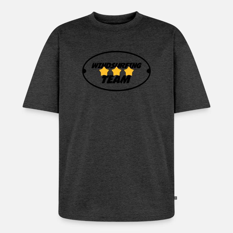 Windsurfing / Windsurfen / Planche à voile - Unisex Premium Oversized Bio T-Shirt - Anthrazit meliert