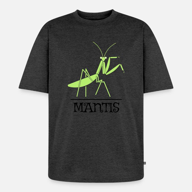 Mantis Gottesanbeterin Insekt Design - Unisex Premium Oversized Bio T-Shirt - Anthrazit meliert