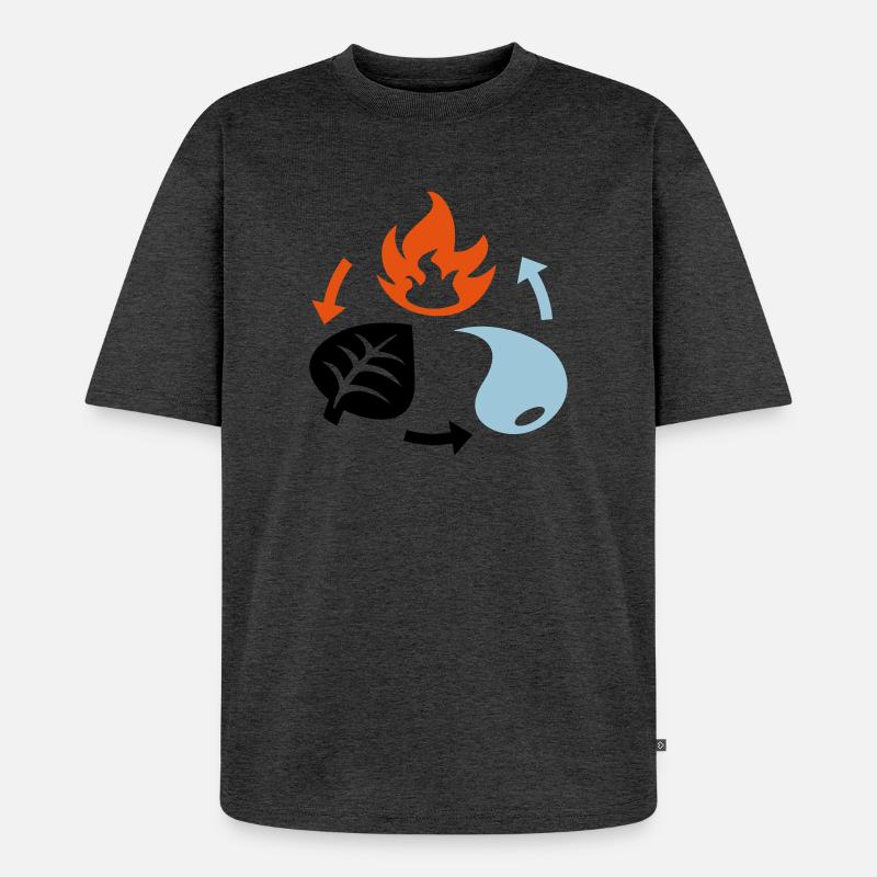 Feu, eau, éléments végétaux - T-shirt Premium bio oversize Unisexe - anthracite chiné