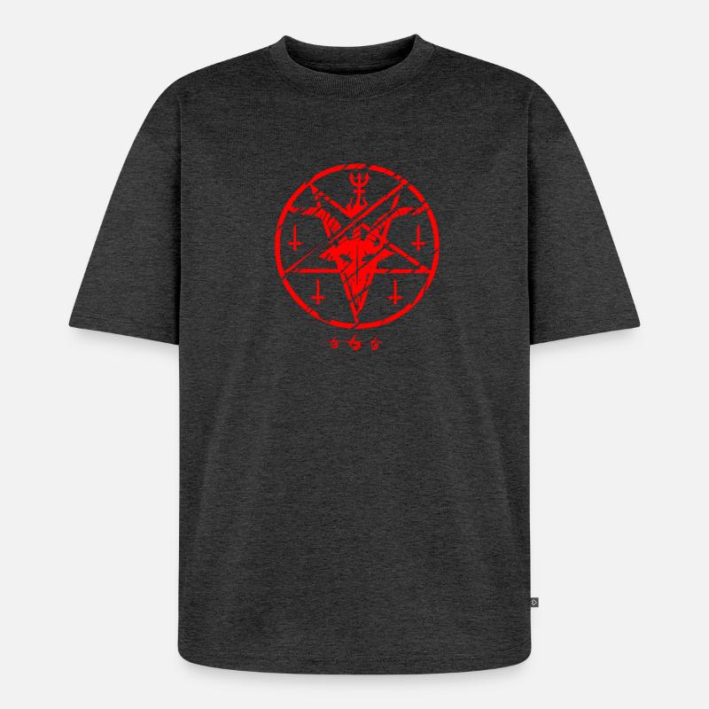 Baphomet Cross - Unisex Premium Oversized Bio T-Shirt - Anthrazit meliert