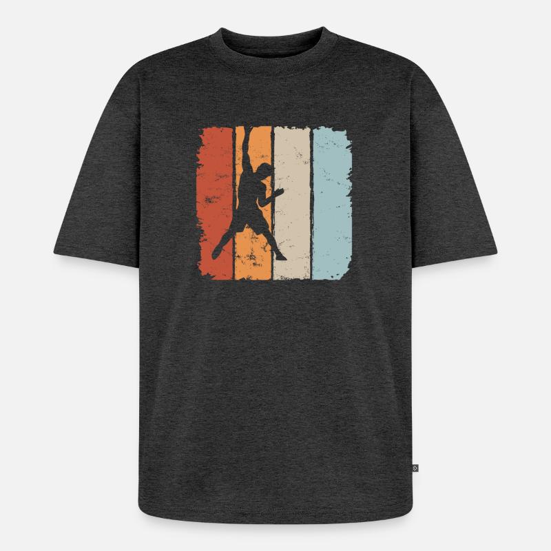 Klettern climbing Kletterer Bergsteigen Gipfel - Unisex Premium Oversized Bio T-Shirt - Anthrazit meliert
