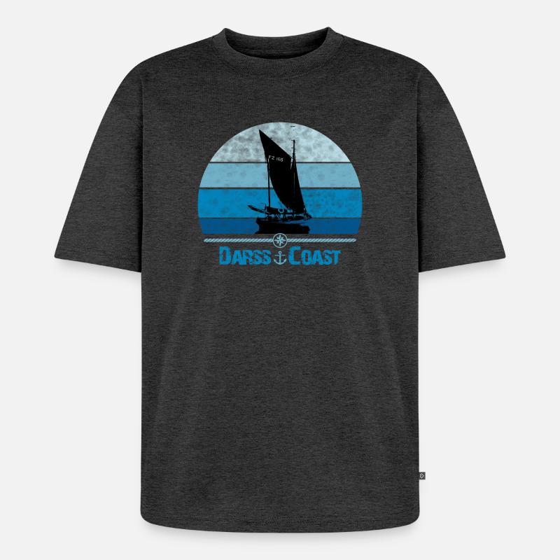 Darss Coast mit Zeesboot - Unisex Premium Oversized Bio T-Shirt - Anthrazit meliert