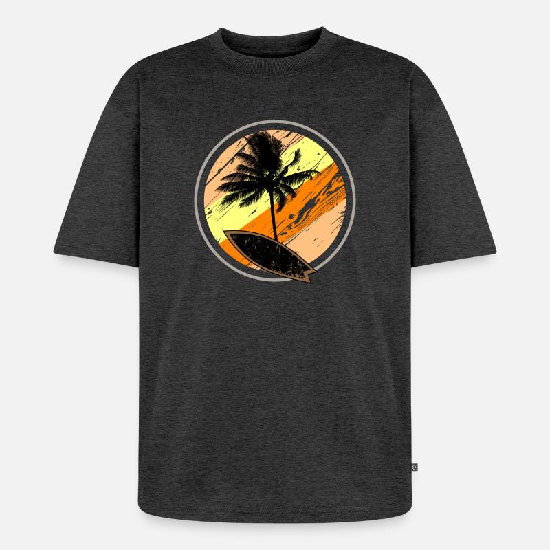 Beach Surf Sun - Unisex Premium Oversized Bio T-Shirt - Anthrazit meliert