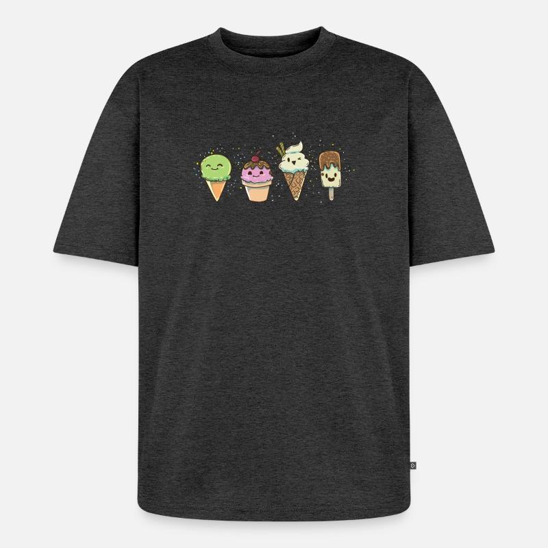 Eis Eisdiele Eiscafe - Unisex Premium Oversized Bio T-Shirt - Anthrazit meliert
