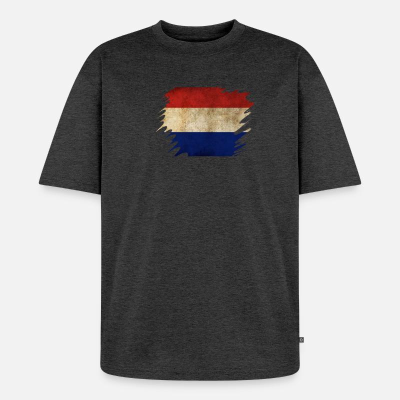 Grunge Holländisches Flaggendesign - Unisex Premium Oversized Bio T-Shirt - Anthrazit meliert