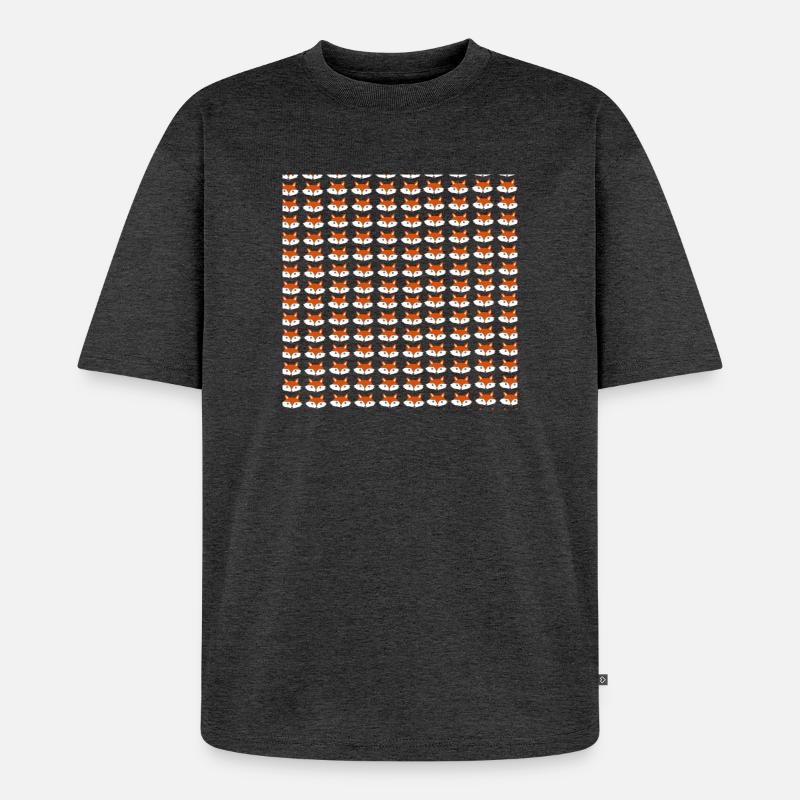 Fox head pattern, children's pattern - Unisex Premium Oversized Organic T-Shirt - heather anthracite