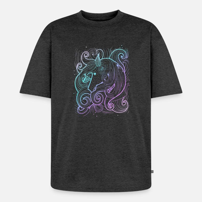 Pferd - Unisex Premium Oversized Bio T-Shirt - Anthrazit meliert