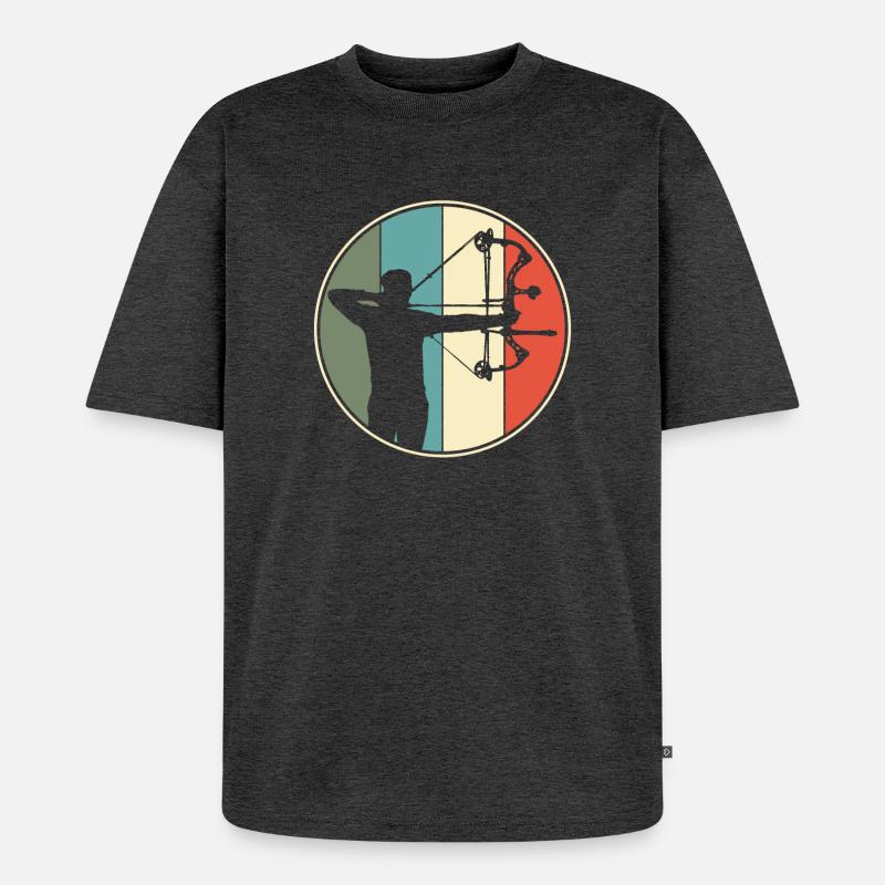 Bogenschießen Bogenjagd Retro - Unisex Premium Oversized Bio T-Shirt - Anthrazit meliert