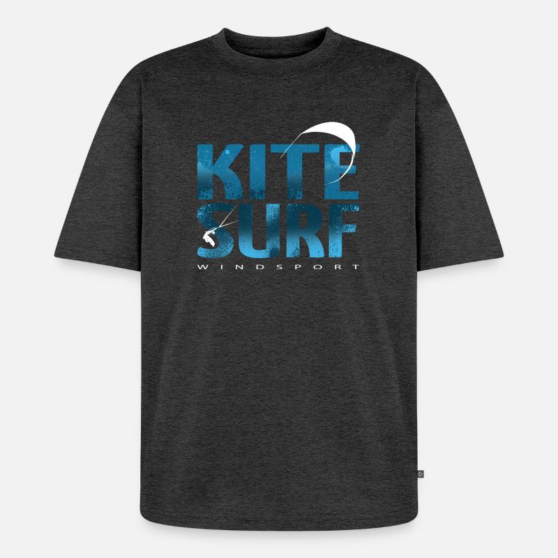 KITESURF 2021 blau - Unisex Premium Oversized Bio T-Shirt - Anthrazit meliert