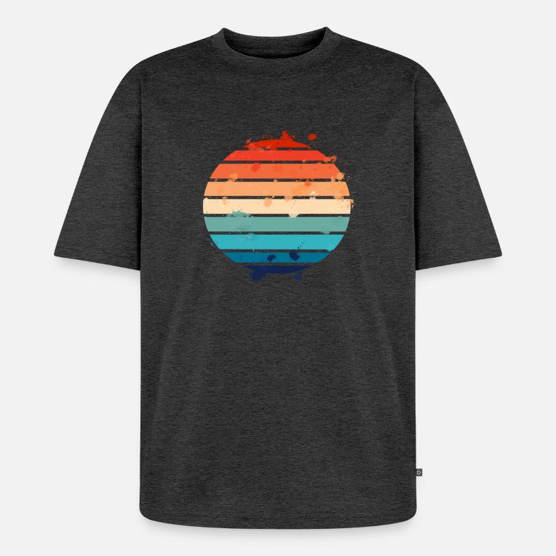 Splatter Retro Sunset - Unisex Premium Oversized Bio T-Shirt - Anthrazit meliert