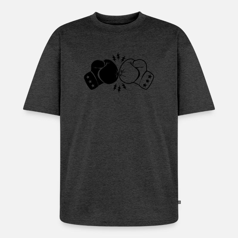 Boxboxhandschuhe Kontakt mit Blitz - Unisex Premium Oversized Bio T-Shirt - Anthrazit meliert