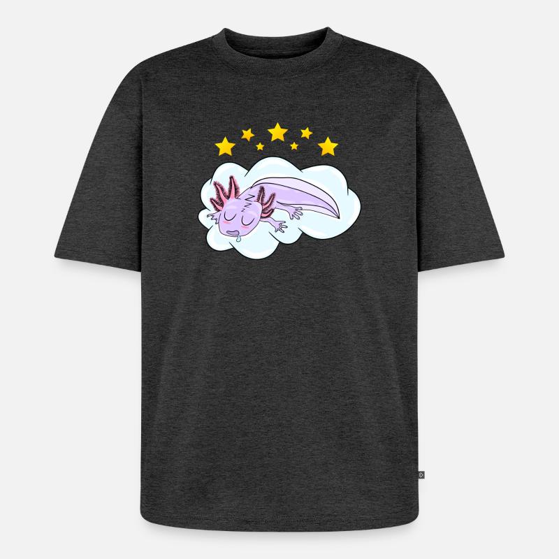 Schlafendes Oxolotl - Unisex Premium Oversized Bio T-Shirt - Anthrazit meliert