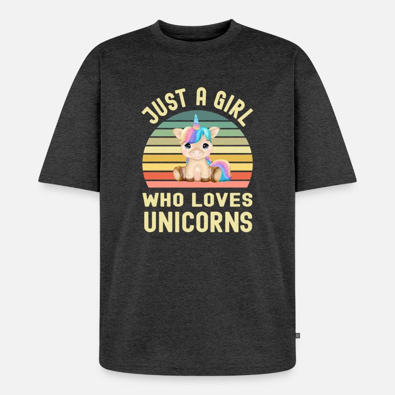 Einhorn Einhörner - Unisex Premium Oversized Bio T-Shirt - Anthrazit meliert