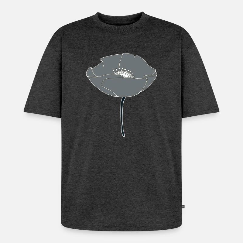 mohnblume grau - Unisex Premium Oversized Bio T-Shirt - Anthrazit meliert