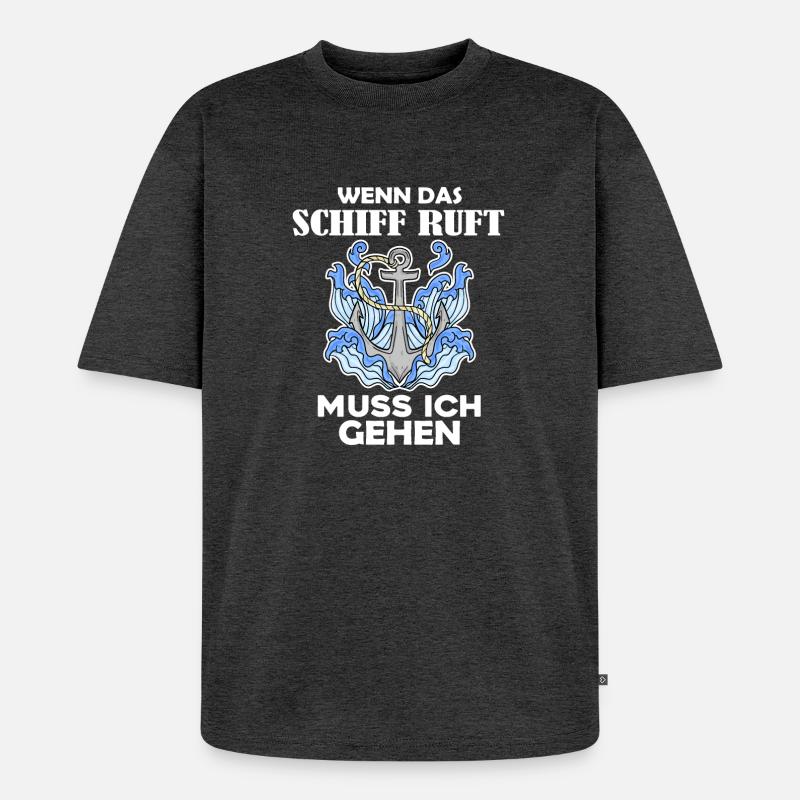 Schiff Schifffahrt - Unisex Premium Oversized Bio T-Shirt - Anthrazit meliert