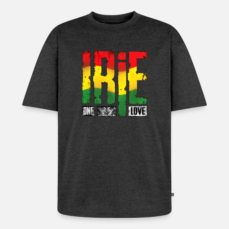 Vibrantes Reggae-Design mit Regenbogenfarben - Unisex Premium Oversized Bio T-Shirt - Anthrazit meliert