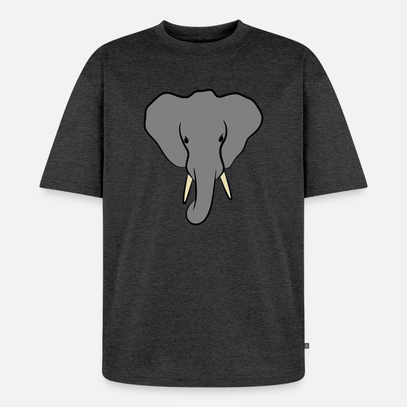 Elefantenkopf Minimalistisch - Unisex Premium Oversized Bio T-Shirt - Anthrazit meliert
