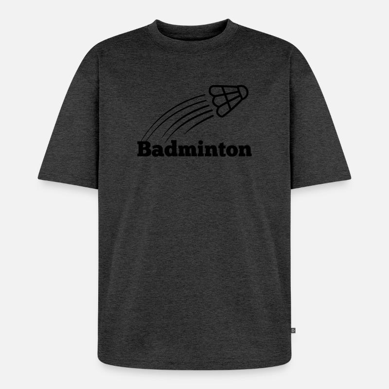 Badmintontext mit hochfliegendem Shuttle - Unisex Premium Oversized Bio T-Shirt - Anthrazit meliert