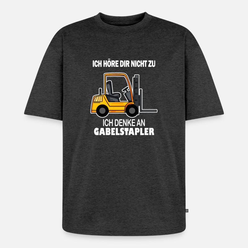 Staplerfahrer Gabelstapler Stapler - Unisex Premium Oversized Bio T-Shirt - Anthrazit meliert