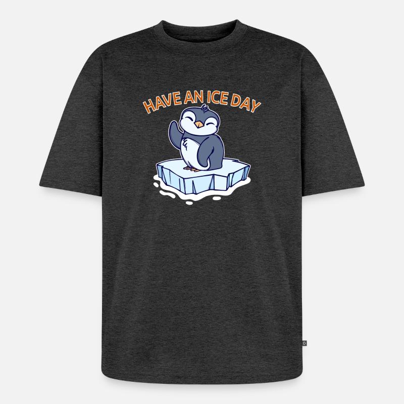 Antarktis Eis Kalt Pinguin Statement Seevogel - Unisex Premium Oversized Bio T-Shirt - Anthrazit meliert