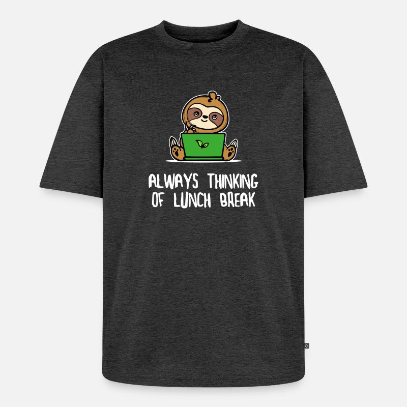 Faultier Faul Tier Statement Vegetarier Säugetier - Unisex Premium Oversized Bio T-Shirt - Anthrazit meliert