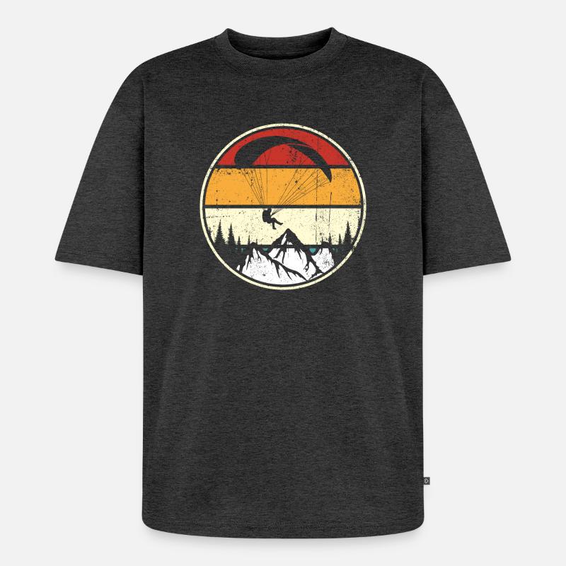 Sunset Peaks Eagle Circle - Unisex Premium Oversized Organic T-Shirt - heather anthracite
