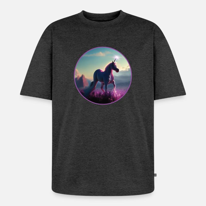 Einhorn - Unisex Premium Oversized Bio T-Shirt - Anthrazit meliert