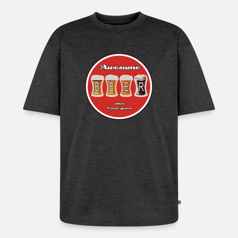 Logo de la bière - T-shirt Premium bio oversize Unisexe - anthracite chiné