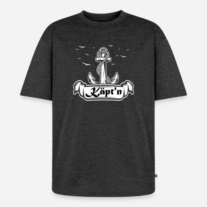 Käpt'n Anker Seefahrt Logo - Unisex Premium Oversized Bio T-Shirt - Anthrazit meliert