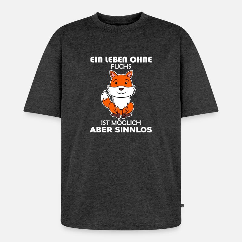 Fuchs Tier Wald Wildtier - Unisex Premium Oversized Bio T-Shirt - Anthrazit meliert