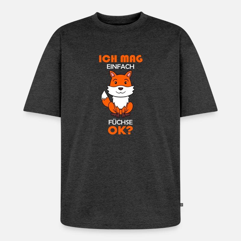 Fuchs Tier Wald Wildtier - Unisex Premium Oversized Bio T-Shirt - Anthrazit meliert