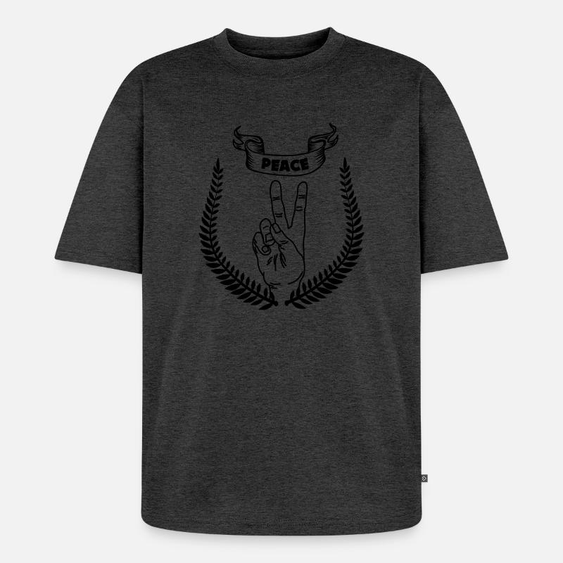 Handgeste Frieden FRIEDEN 2 - Unisex Premium Oversized Bio T-Shirt - Anthrazit meliert