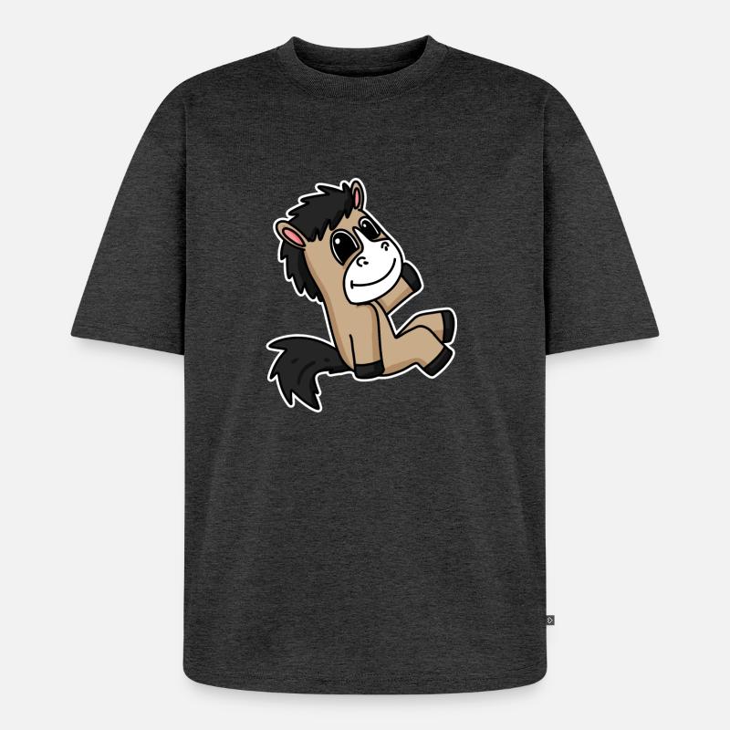 Pferd Pferde Hauspferd - Unisex Premium Oversized Bio T-Shirt - Anthrazit meliert