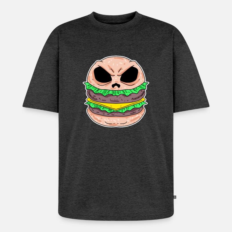 Schädel Burger - Unisex Premium Oversized Bio T-Shirt - Anthrazit meliert