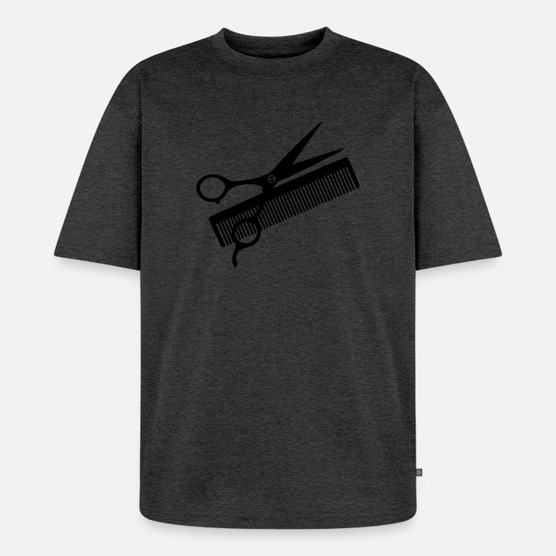 Logo Friseur - Unisex Premium Oversized Bio T-Shirt - Anthrazit meliert