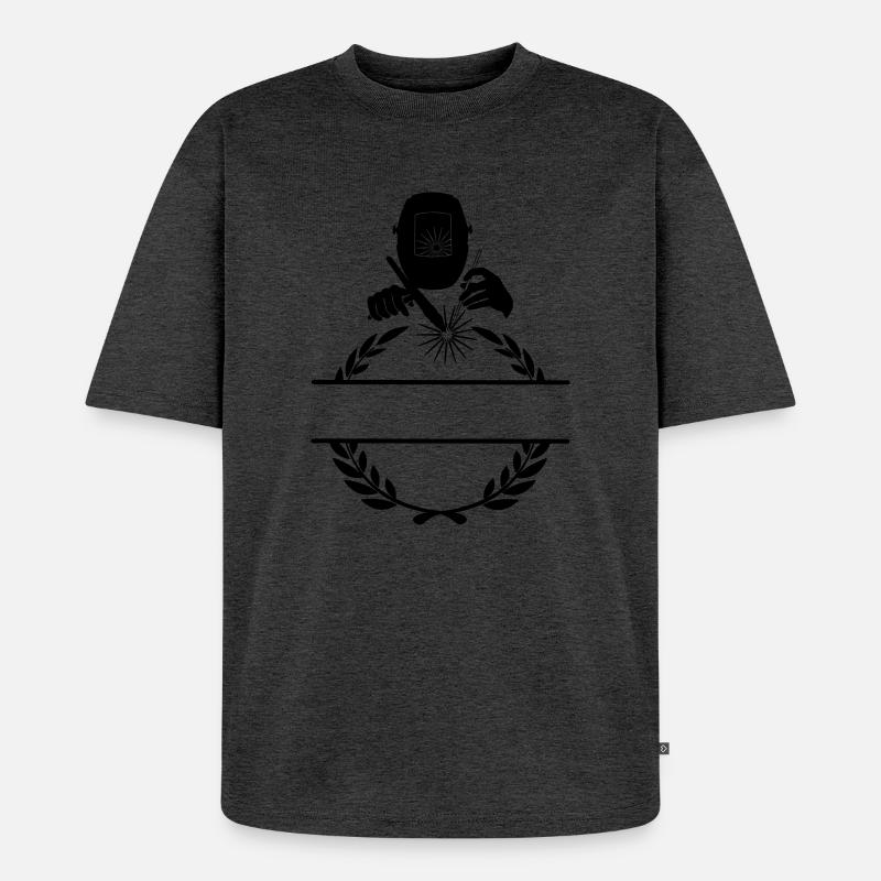 Schweißerlogo transparent mit Lorbeerkranz - Unisex Premium Oversized Bio T-Shirt - Anthrazit meliert