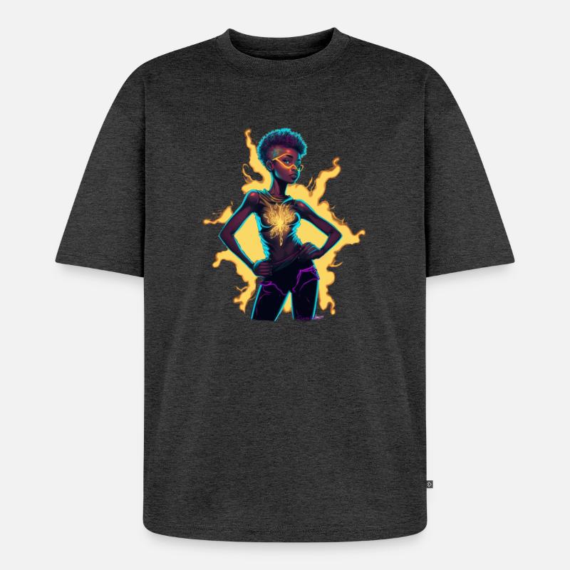 Figurine de conscience d’énergie lumineuse - T-shirt Premium bio oversize Unisexe - anthracite chiné